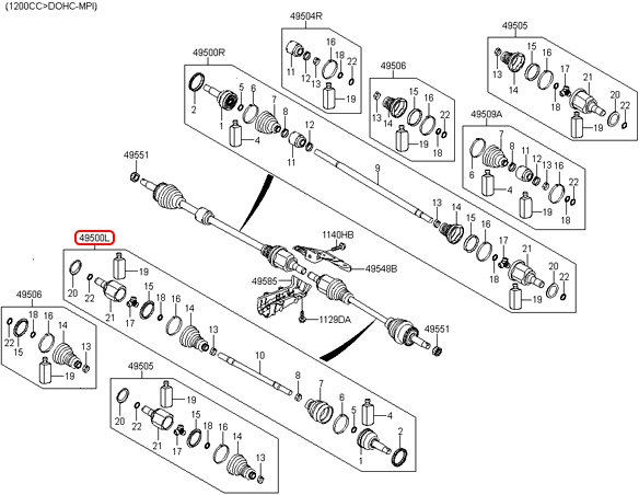 Cây láp chính hãng HYUNDAI LH | 49500B4710 tại HCM