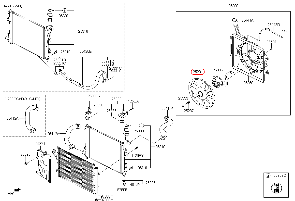 Cánh quạt két nước KIA Morning 12-18, 252311Y340, tại HCC tại HCM.