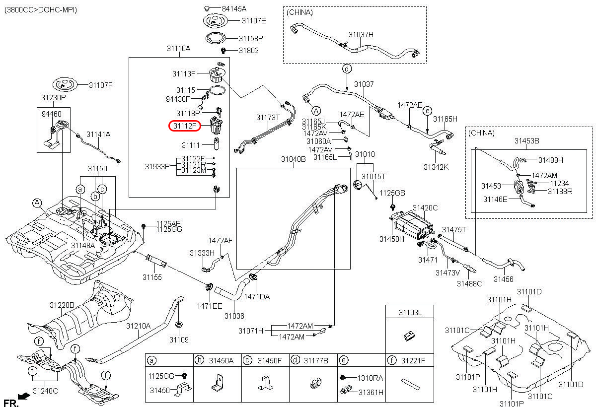 Lọc xăng Veracruz, 311123J500, HYUNDAI HCM, KIA HCM, chính hãng HYUNDAI