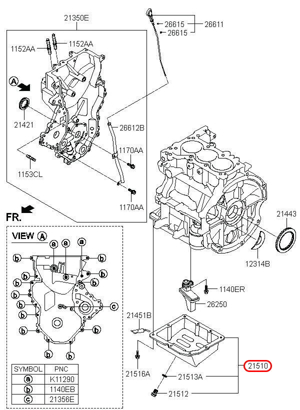 Các te nhớt chính hãng HYUNDAI, mã phụ tùng 2151004000, phụ tùng HYUNDAI tại HCM