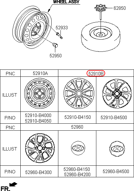 Mâm đúc Grand i10, 52910B4100, HYUNDAI HCM, KIA HCM, chính hãng HYUNDAI