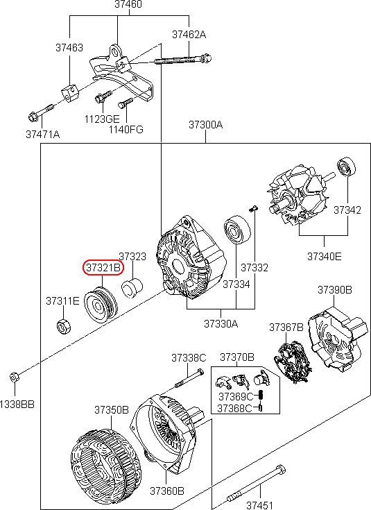 Puly máy phát chính hãng KIA | 3732102551