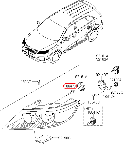 Bóng đèn pha cos H1 dùng chung, 1864755009, chính hãng KIA tại HCM.