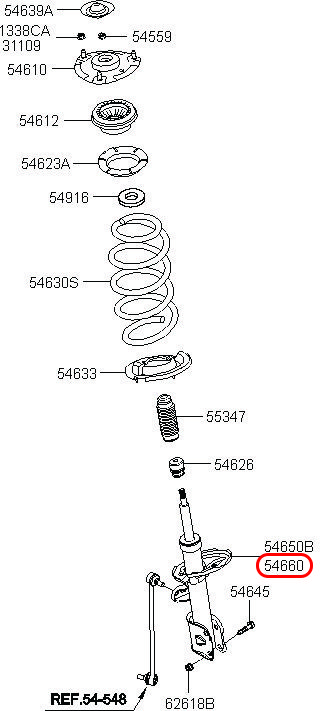 Nhún trước Santafe 10 RH, 546602B540, 46602P700, 546602P100, 546602P000, 546602B500, 546602B510, 546602B580, HYUNDAI HCM, KIA HCM, chính hãng HYUNDAI