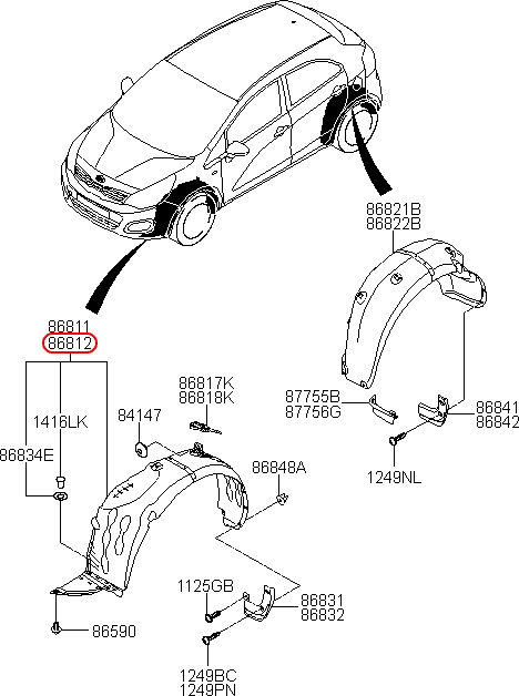 Lòng dè trước chính hãng KIA RH | 868121W001 tại HCM