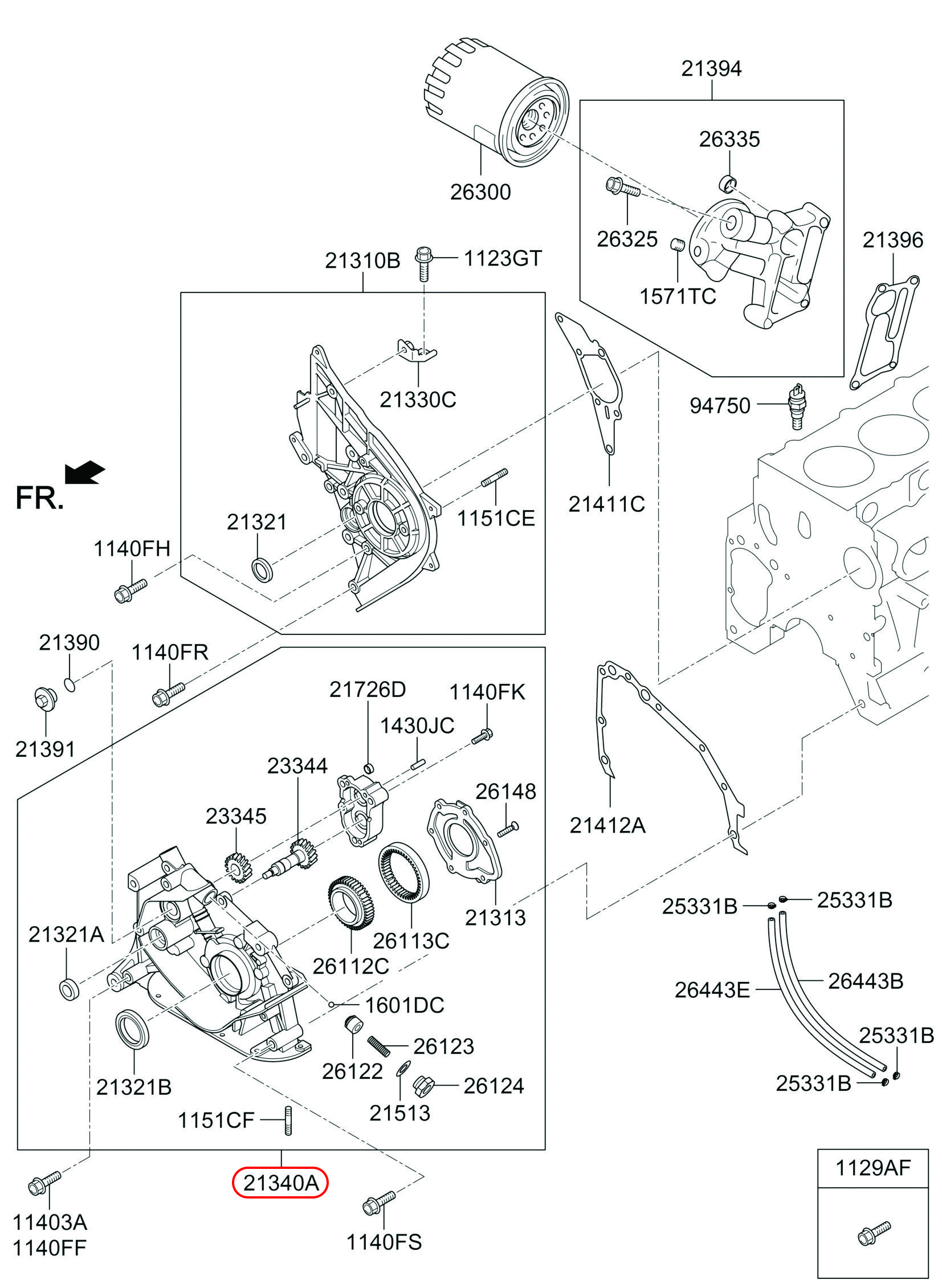 Bơm nhớt Starex H1, 2134042106, HYUNDAI HCM, KIA HCM, chính hãng HYUNDAI