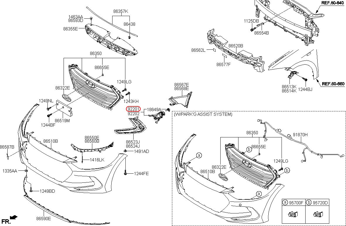 Đèn cản trước HYUNDAI Elantra 16 LH, 92201F2000, chính hãng HYUNDAI