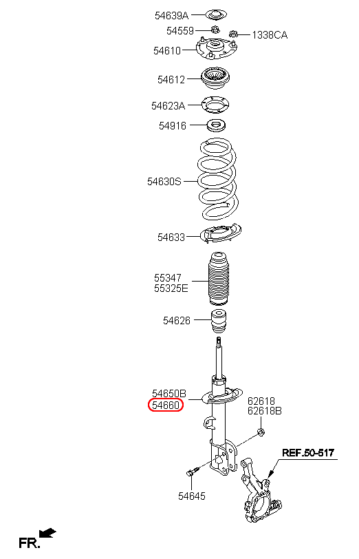 Nhún trước HYUNDAI Santafe 10 RH, 546602P700, 546602P000, 546602P100, 546602B540, 546602B500, 546602B510, 546602B580, hiệu KYB tại HCM.