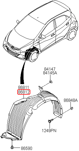 Lòng dè trước chính hãng HYUNDAI RH | 868124N000 tại HCM