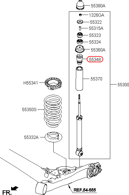 Cao su tăng bông nhún sau KIA Morning 12-18, 553483W000, 553483K600, chính hãng KIA HCM