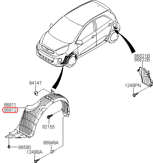 Lòng dè trước chính hãng KIA RH | 868121YBA0 tại HCM