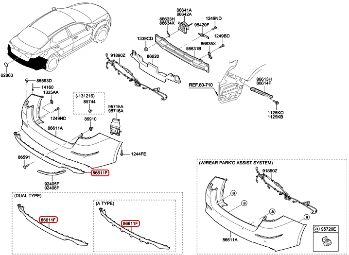 Ốp cản sau chính hãng KIA | 866122T600 tại HCM