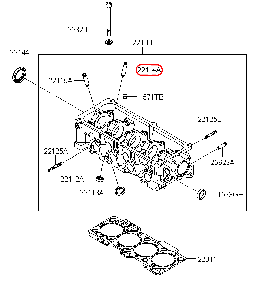 Ống dẫn hướng xupap KIA Morning 06, 2211402500,chính hãng HYUNDAI HCM