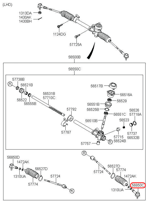 Rô tuyn lái ngoài EON LH, 568204N000, HYUNDAI HCM, KIA HCM, chính hãng HYUNDAI