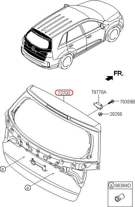 Cốp sau KIA Sorento 15, 737002P540, cchinhs hãng KIA HCM