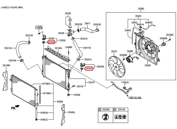 Cao su chân két nước trên KIA Rio 12-15, 253351P000,chính hãng KIA HCM