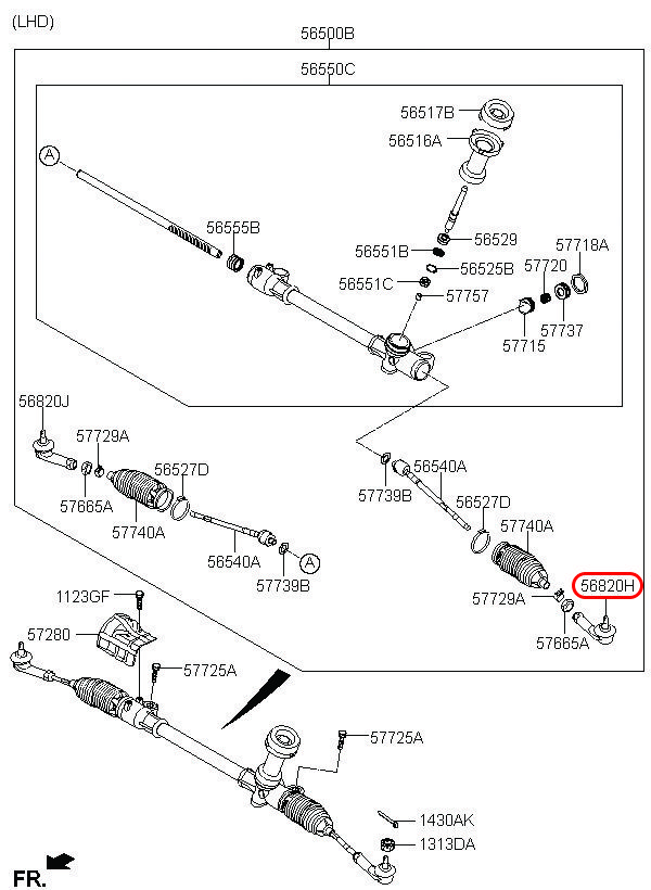 Rô tuyn lái ngoài Grand i10 14-17 LH, 56820B4000, HYUNDAI HCM, KIA HCM, chính hãng HYUNDAI