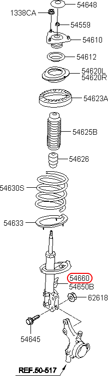 Nhún trước HYUNDAI Avante 06-12 RH, 546612H000, chính hãng HYUNDAI