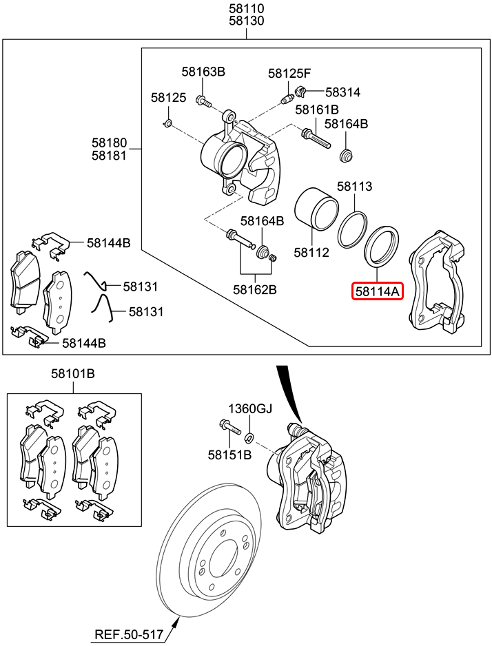 Chụp bụi piston thắng trước chính hãng HYUNDAI | 5811422000 tại HCM