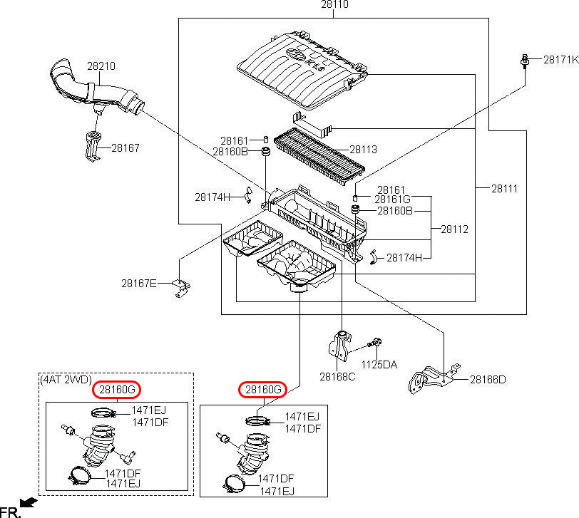 Ống gió bô e Grand i10 14-21 sau 1.0, 28140B4000, HYUNDAI HCM, KIA HCM, chính hãng HYUNDAI