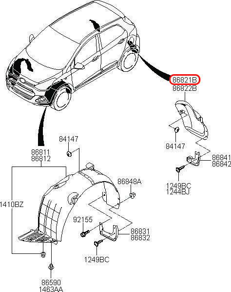 Lòng dè sau Grand i10 14-17 4D LH, 86821B4400, HYUNDAI HCM, KIA HCM, chính hãng HYUNDAI