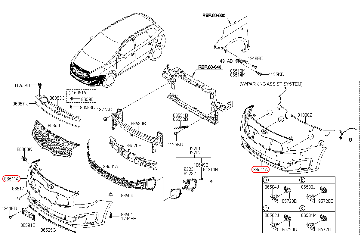 Cản trước chính hãng KIA | 86511A4000