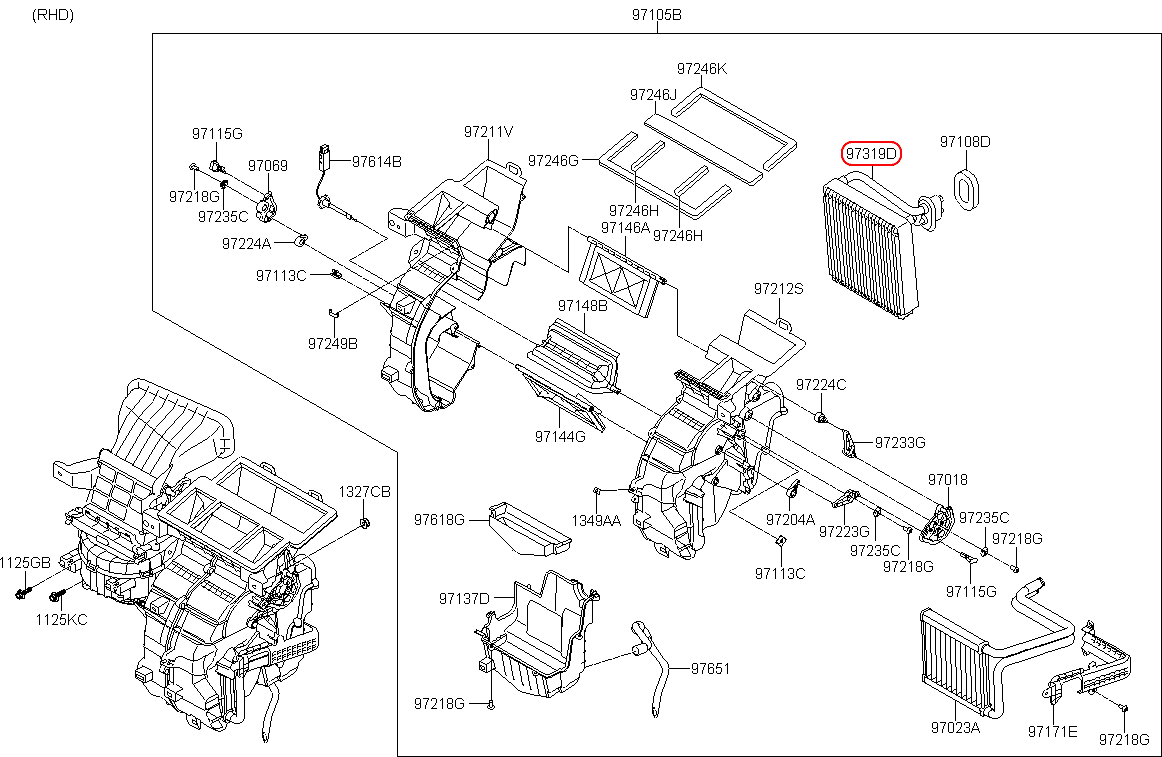 Dàn lạnh HYUNDAI EON, 971394N000, chính hãng HYUNDAI