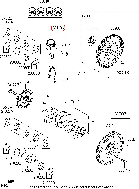 Piston chính hãng KIA | 2304103340, phụ tùng KIA tại HCM, kaizen parts.