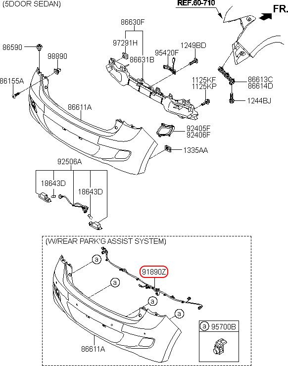 Dây gắn cảm biến báo lùi HYUNDAI Grand i10, 91840B4450, HYUNDAI