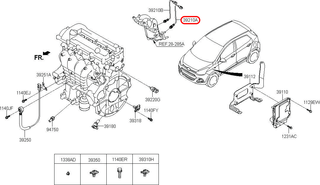 Cảm biến oxy Grand i10 1.2 dưới, 3921003080, 3921004010, HYUNDAI HCM, KIA HCM, chính hãng HYUNDAI