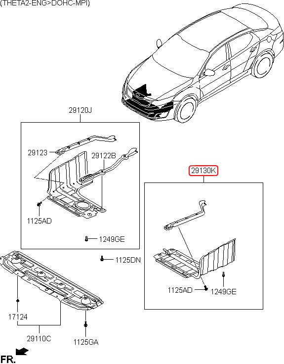 Chắn bùn động cơ chính hãng HYUNDAI LH | 291302T000 tại HCM