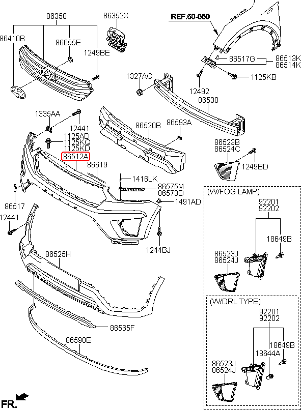 Cản trước chính hãng HYUNDAI | 86510A0000 tại HCM