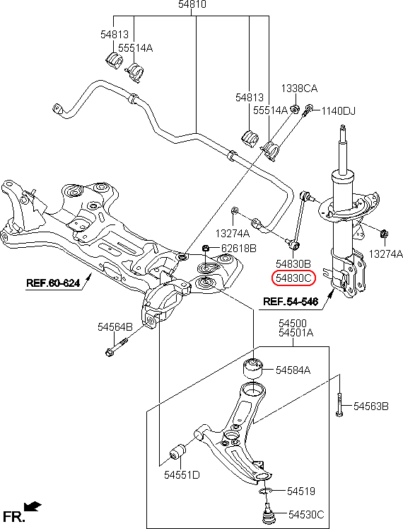 Rô tuyn cân bằng trước KIA Morning 12-18 RH, 548401J000,chính hãng KIA HCM