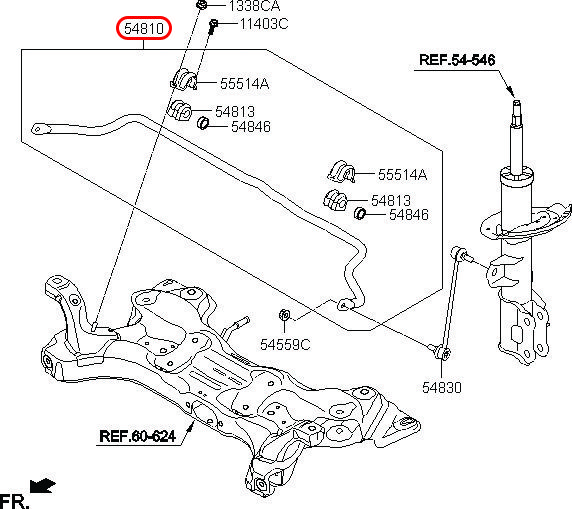 Thanh cân bằng ngang trước i20 Active, Accent 12, 548101R000, HYUNDAI HCM, KIA HCM, chính hãng HYUNDAI