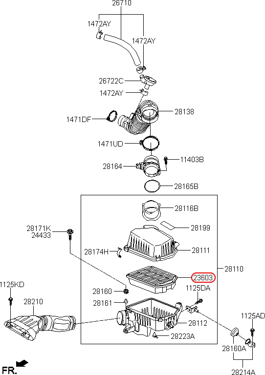 Lọc gió động cơ chính hãng KIA | 281132G300 tại HCM