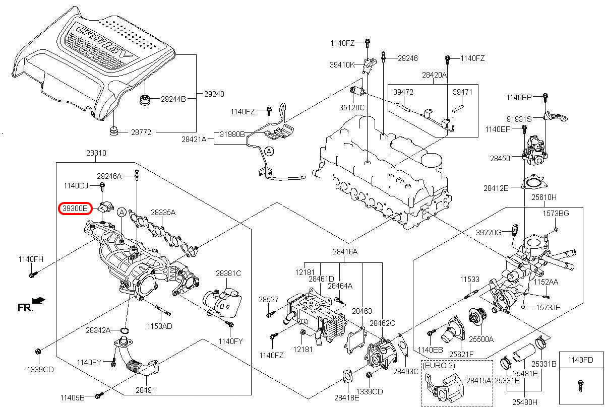 Cảm biến áp suất khí nạp Santafe 10-19, 392002F000, HYUNDAI HCM, KIA HCM, chính hãng HYUNDAI