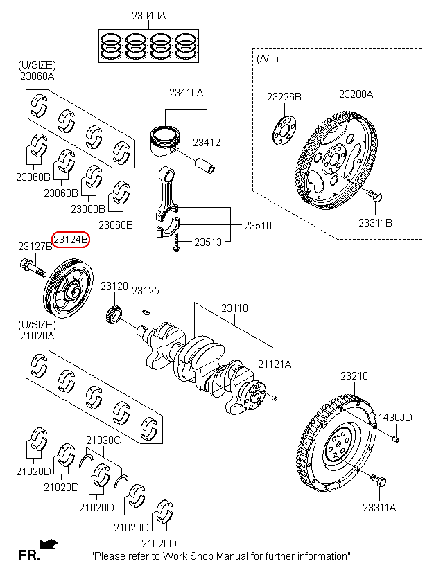 Puly cốt máy KIA Morning 12 1.2, 2312403300,chính hãng KIA HCM