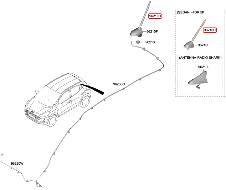 Cần ăng ten chính hãng HYUNDAI | 962632E220 tại HCM