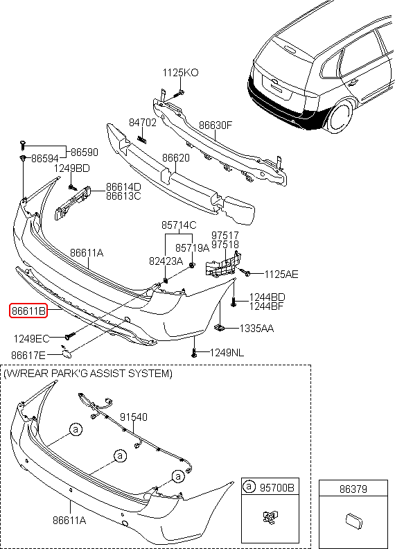 Ốp cản sau chính hãng KIA phần trên | 866111D110 tại HCM