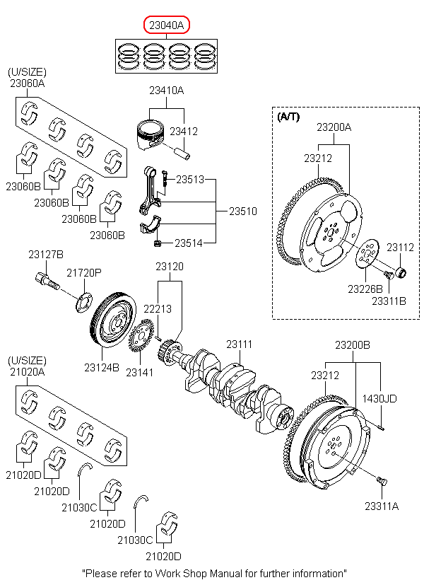 Bạc xéc măng chính hãng KIA std | 2304002955