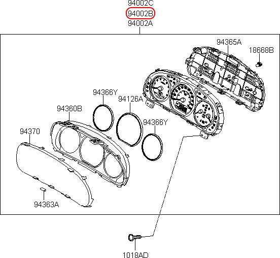 Đồng hồ táp lô HYUNDAI Santafe, 940032B230, chính hãng HYUNDAI