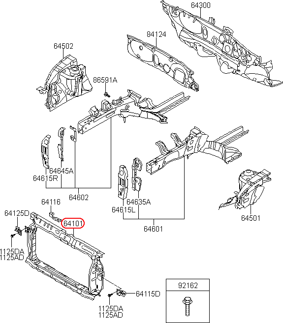 Khung xương két nước chính hãng HYUNDAI, mã phụ tùng 641011R300, HYUNDAI tại HCM.