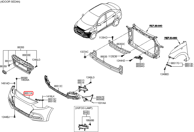 Cản trước chính hãng HYUNDAI | 86511B4800 tại HCM