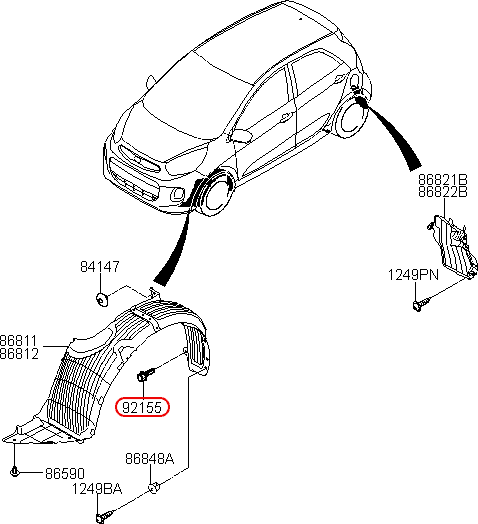 Bu lông bắt đèn pha, 9215522110, chính hãng KIA HCM