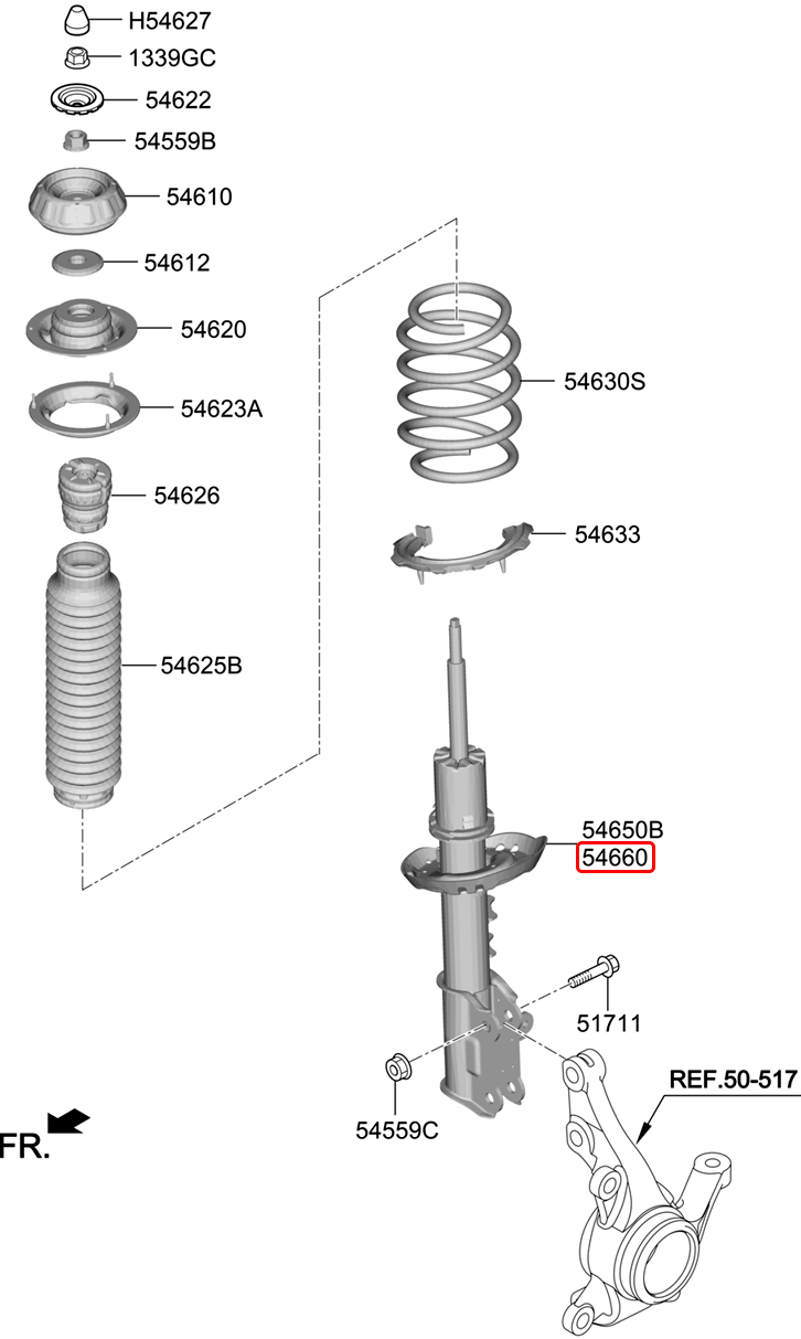 Nhún trước chính hãng HYUNDAI RH | 54651K6100 tại HCM