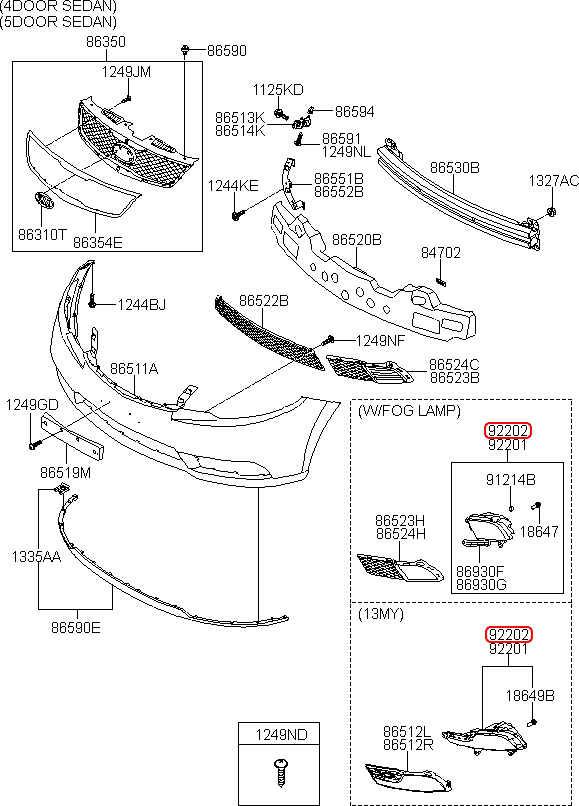 Đèn cản trước KIA Forte RH, 922021M000, chính hãng KIA HCM