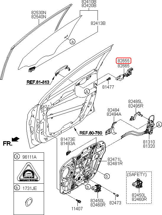 Xương tay cửa ngoài chính hãng HYUNDAI trước LH | 82655F2200 tại HCM