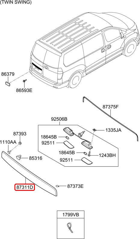 Nẹp cốp sau chính hãng HYUNDAI | 873114H020 tại HCM