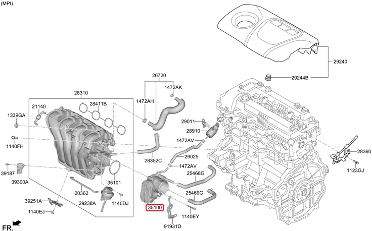 Cụm bướm ga chính hãng KIA | 351002B340 tại HCM