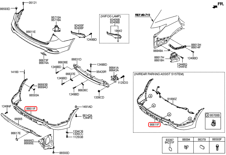 Cản sau chính hãng HYUNDAI dưới | 866502W500 tại HCM